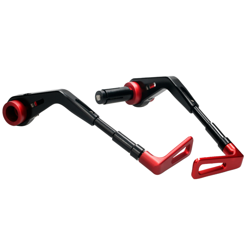 Protection levier Voca Racing FREIN CNC ALU - ROUGE DIAM INTERIEUR GUIDON 14 mm LONGUEUR REGLABLE 130 - 148 mm PAIRE
